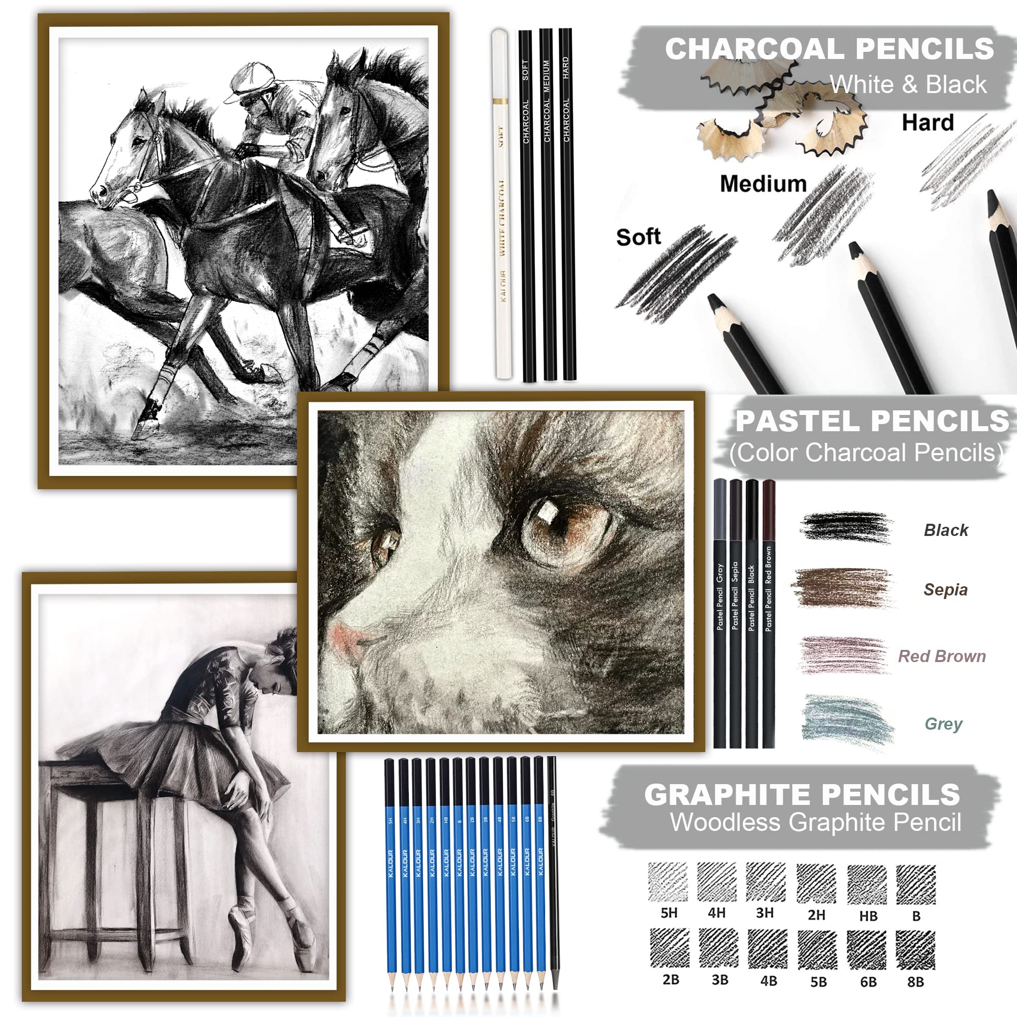 KALOUR 76pc Art Supply Set - Sketching & Drawing Kit
