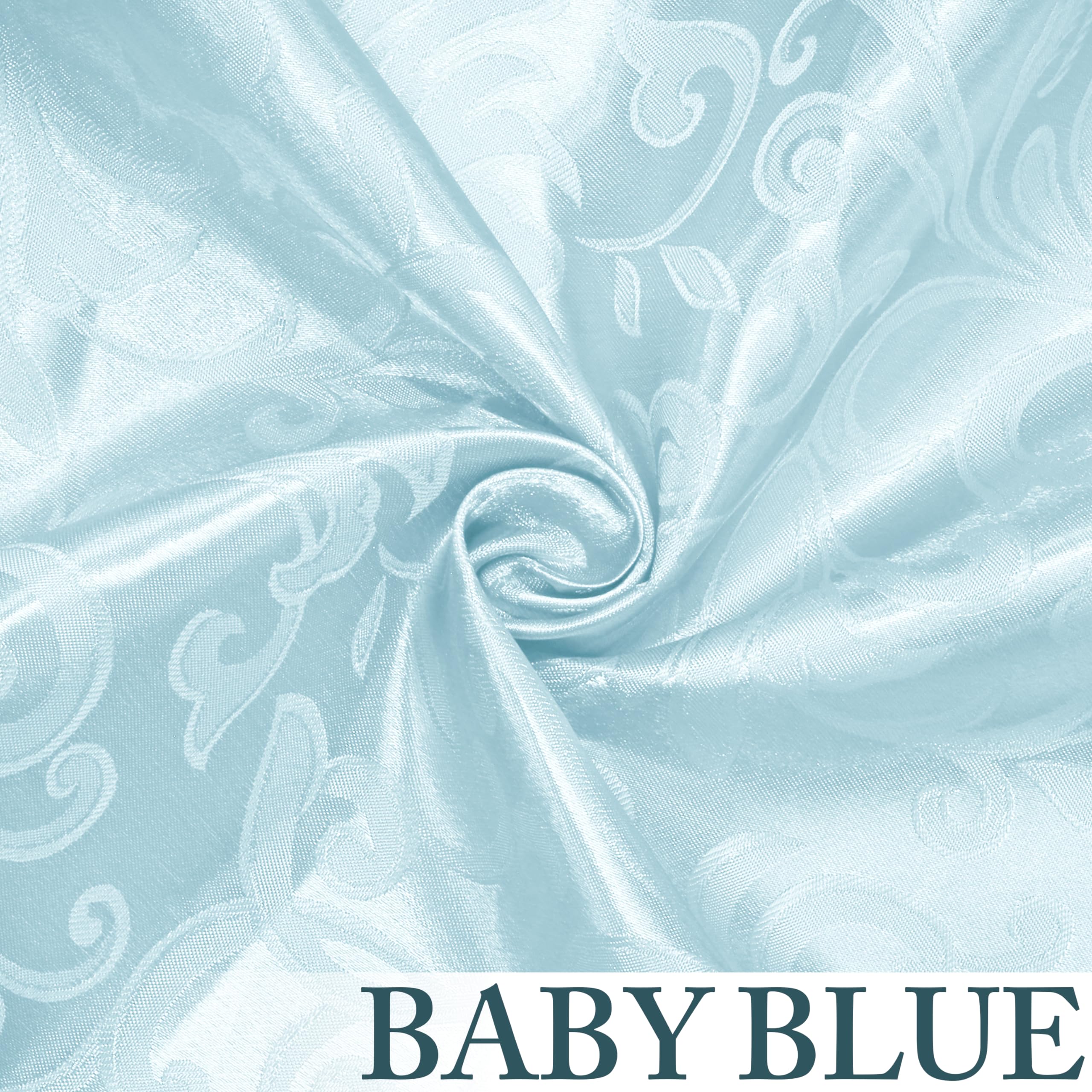 Manyshofu Jacquard Satin Fabric by The Yard - 60 Inch Wide, Shiny Brocade Baby Blue Fabric Smooth & Floral Damask Fabric for DIY Decorations, Craft, Wedding Dress, Costumes, Fashion, Sewing(1 Yard)