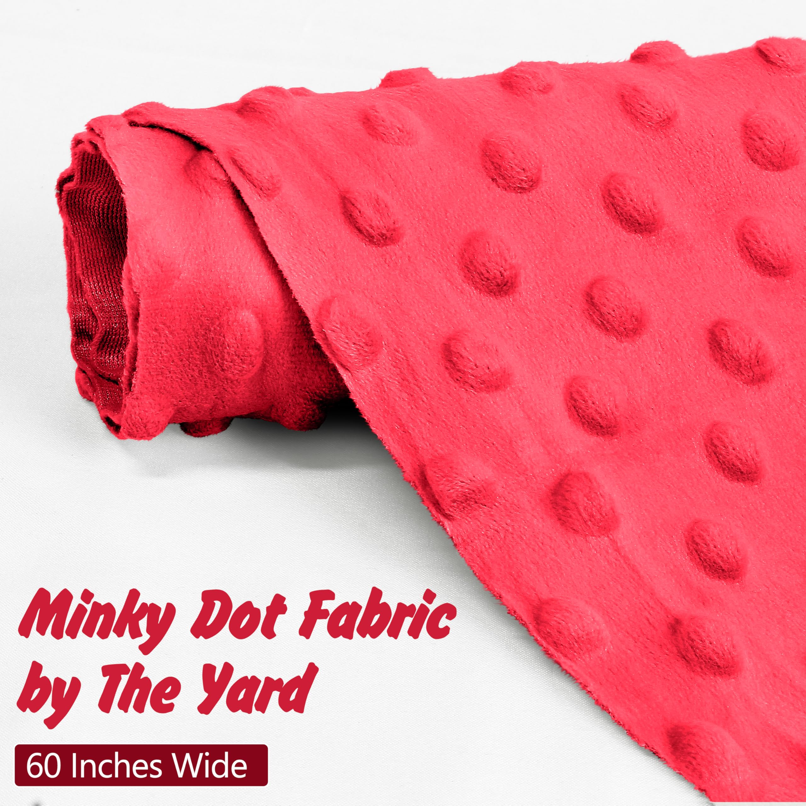 Homiest Minky Dot Fabric by The Yard, 1 Yard x 60 Inch Wide Soft Plush Fabric Light Red Fleece Fabric, Cuddle Minky Fabric for Baby Blanket, Pillow Covers, Clothing Making, Scarf, Beanie, Sewing