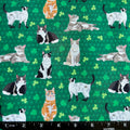 100% Cotton Fabric by The Yard for Sewing, Quilting, DIY Crafts - 42 Inches Wide (St Patrick's Day Shamrock and Cats)