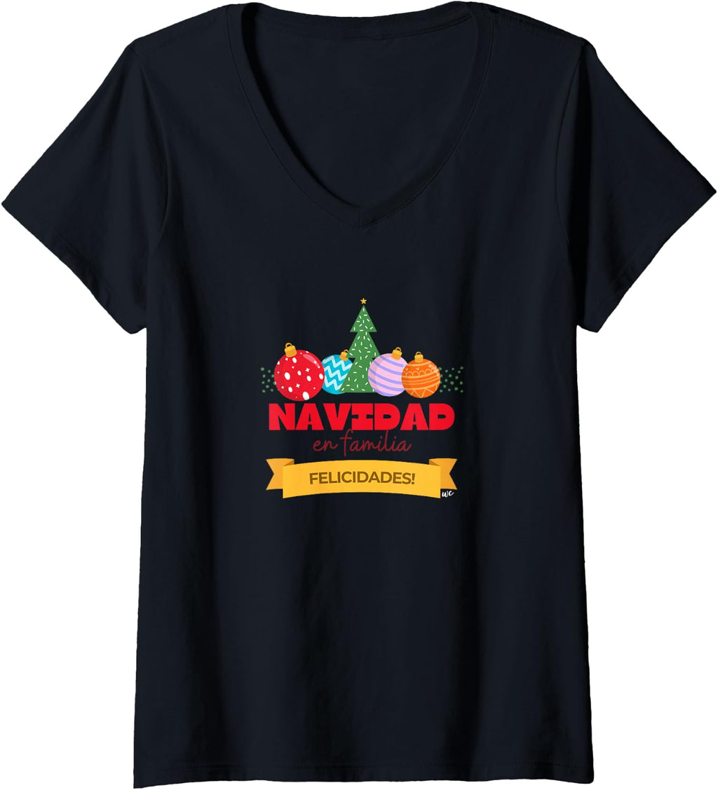 Camiseta de Navidad en Familia con cuello en V