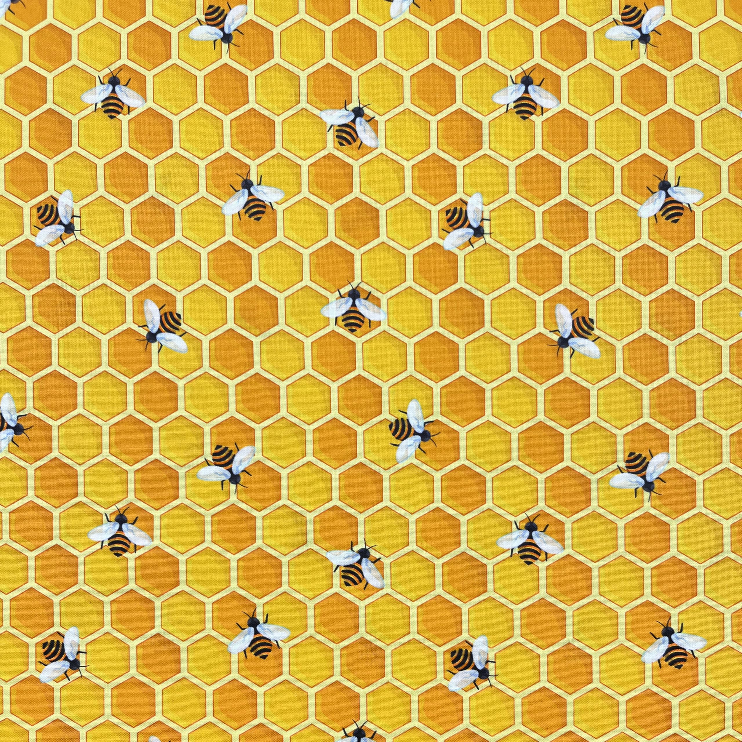 Quiltable 1 Yard (Pre-Cut) 43" x 36" (109cm x 92cm) Premium Floral Cotton Quilting Sewing Fabric, DIY Sewing Patchwork Supplies for Face mask Clothing Handmade Craft&Home Decoration (Cute bee)