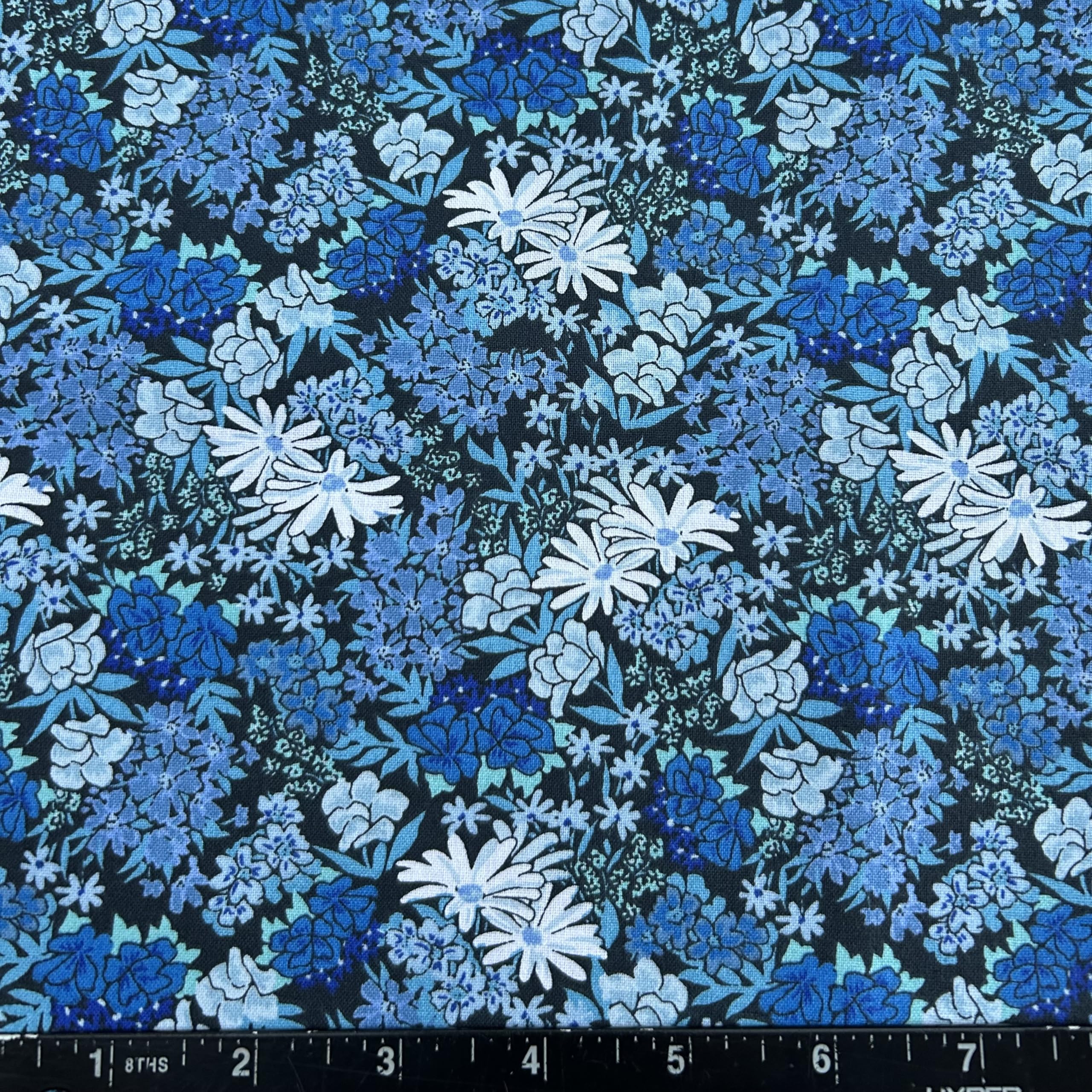 100% Cotton Fabric by The Yard for Sewing, Quilting, DIY Crafts - 42 Inches Wide (No. 20 - Blue Wildflower)