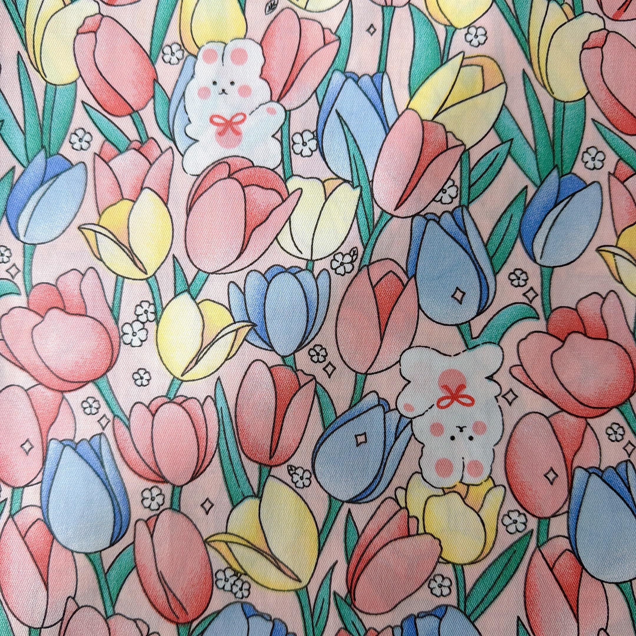 Light Weight Natural Cotton Fabric by the Yard DIY Making Supplies Quilting Patchwork Fabric Fat Quarter Bundles DIY for Quilting Cotton Patchwork Cushions (Tulip, 1 Yard)