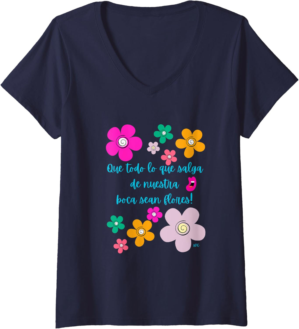 Camiseta con cuello en V para mujer