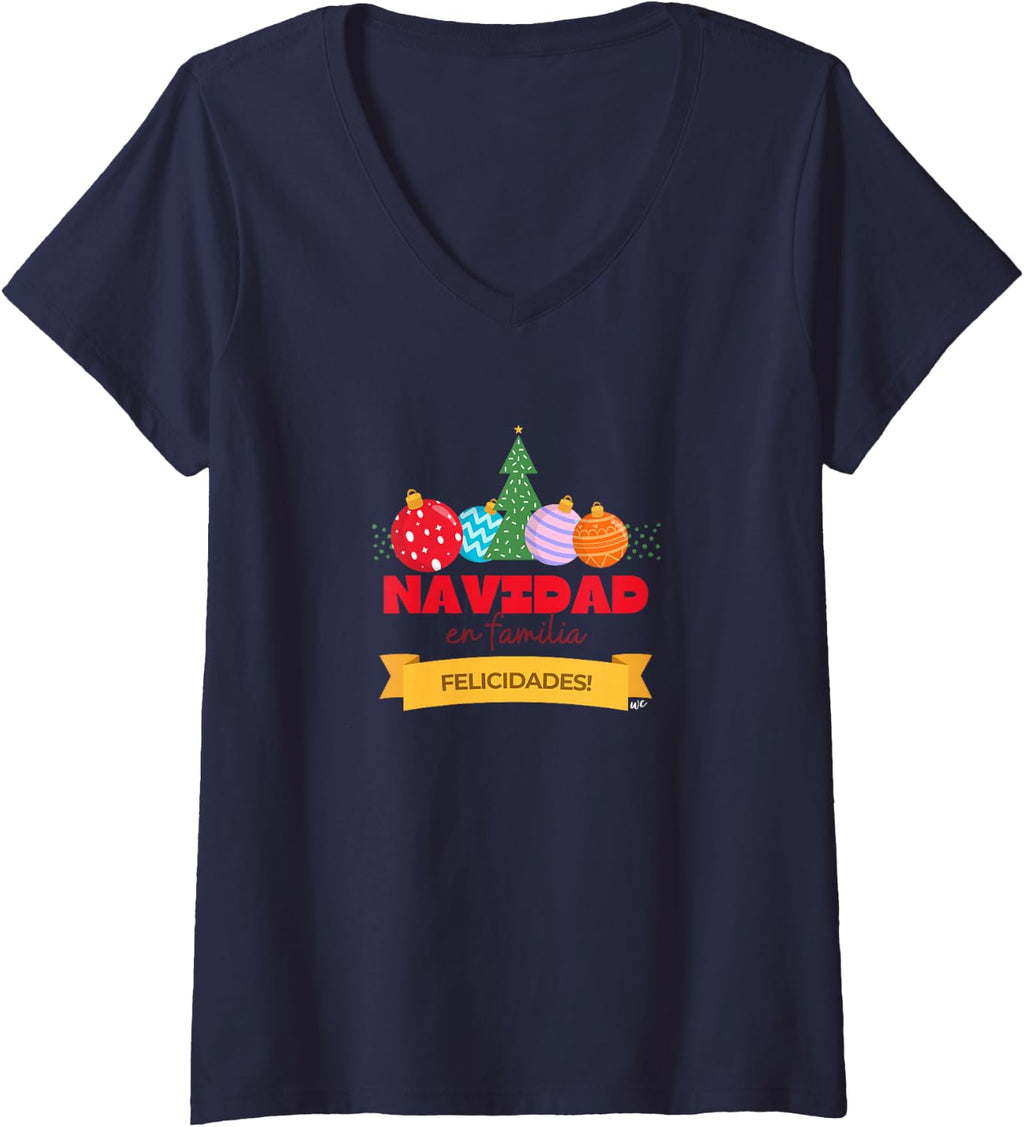 Camiseta de Navidad en Familia con cuello en V