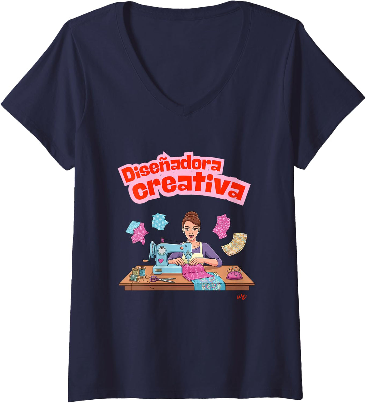 Camiseta con cuello en V Diseñadora Creativa para mujer