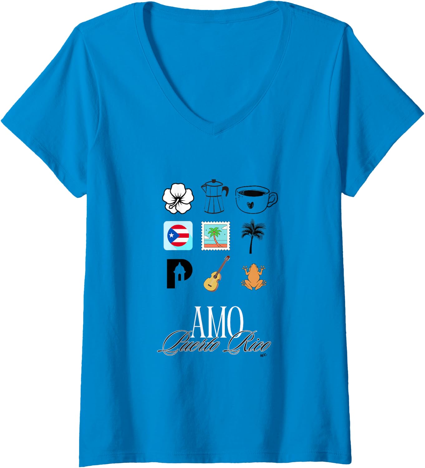 Camiseta con cuello en V Amo Puerto Rico