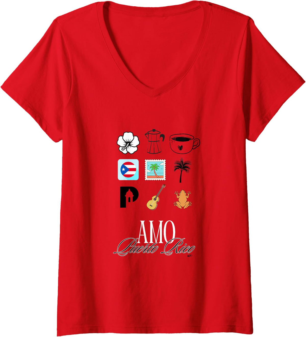 Camiseta con cuello en V Amo Puerto Rico