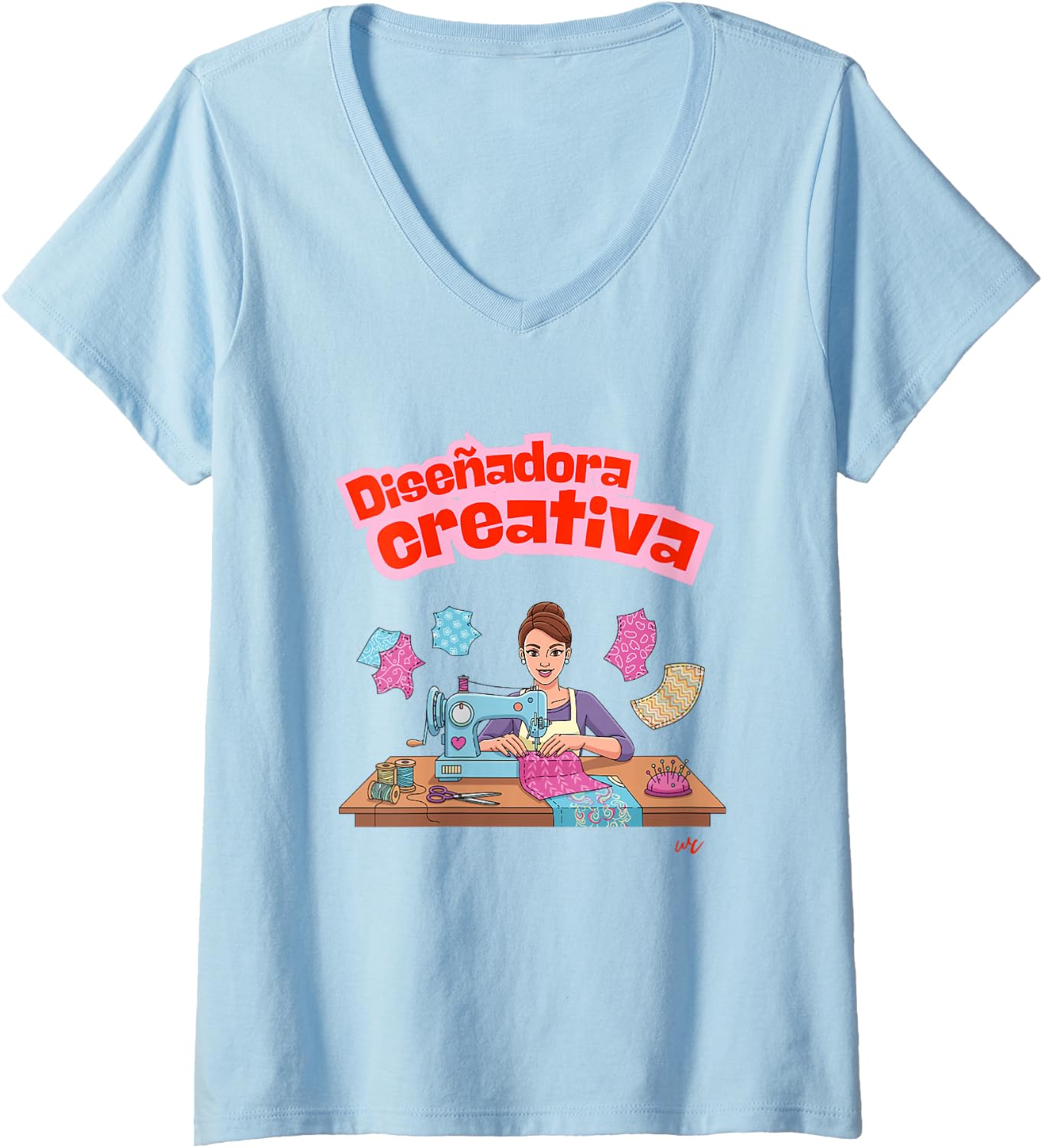 Camiseta con cuello en V Diseñadora Creativa para mujer