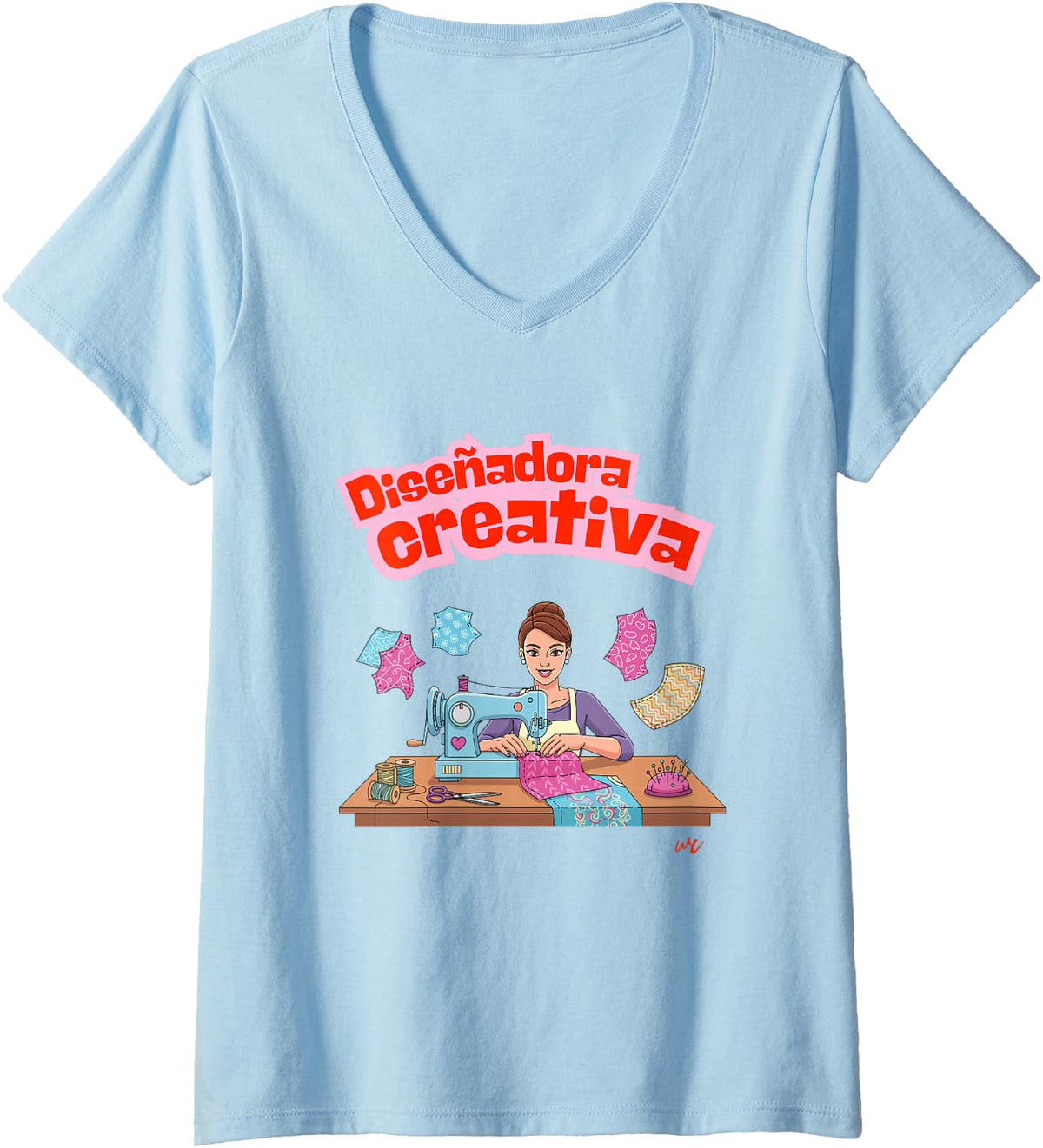 Camiseta con cuello en V Diseñadora Creativa para mujer