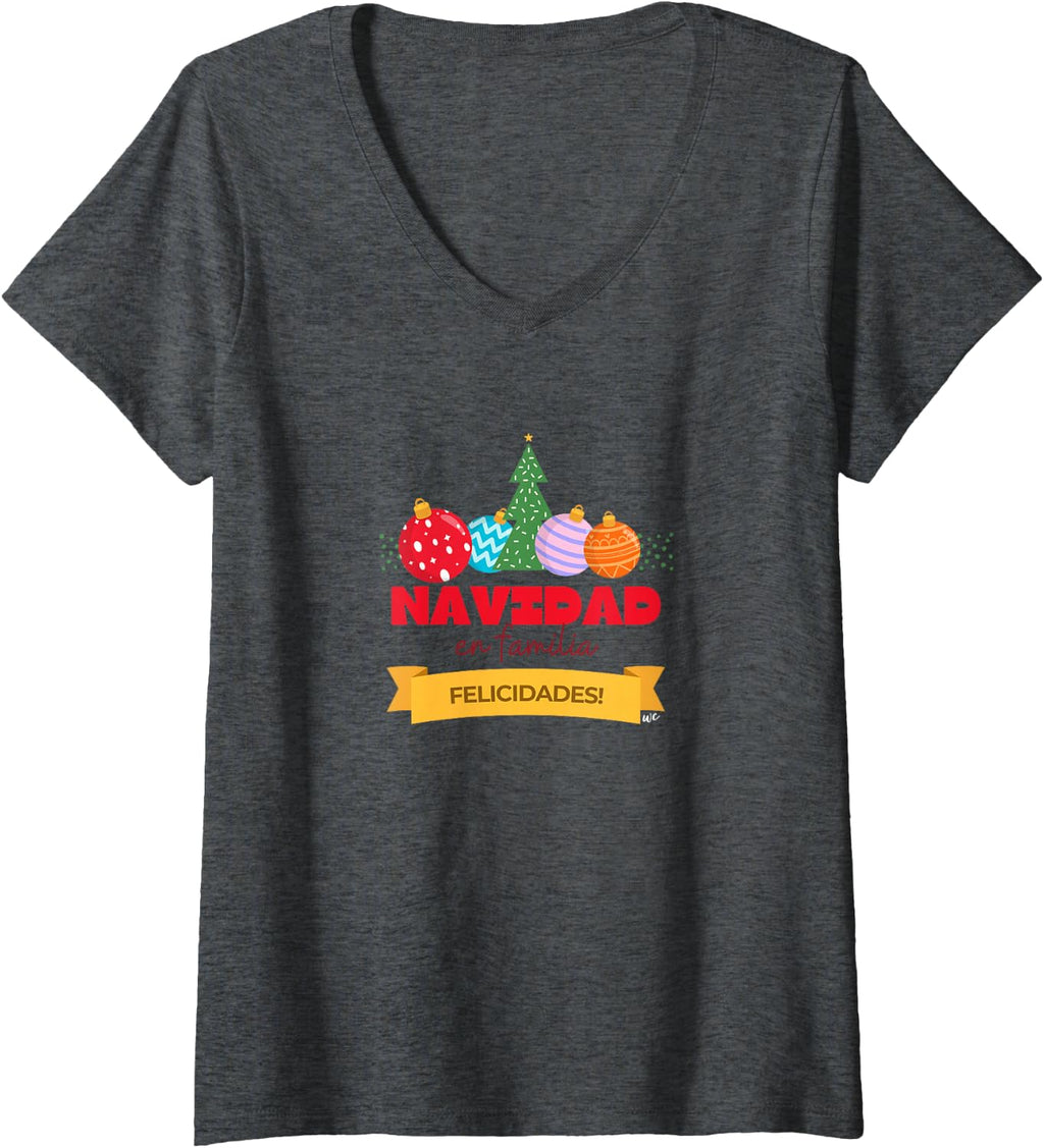 Camiseta de Navidad en Familia con cuello en V