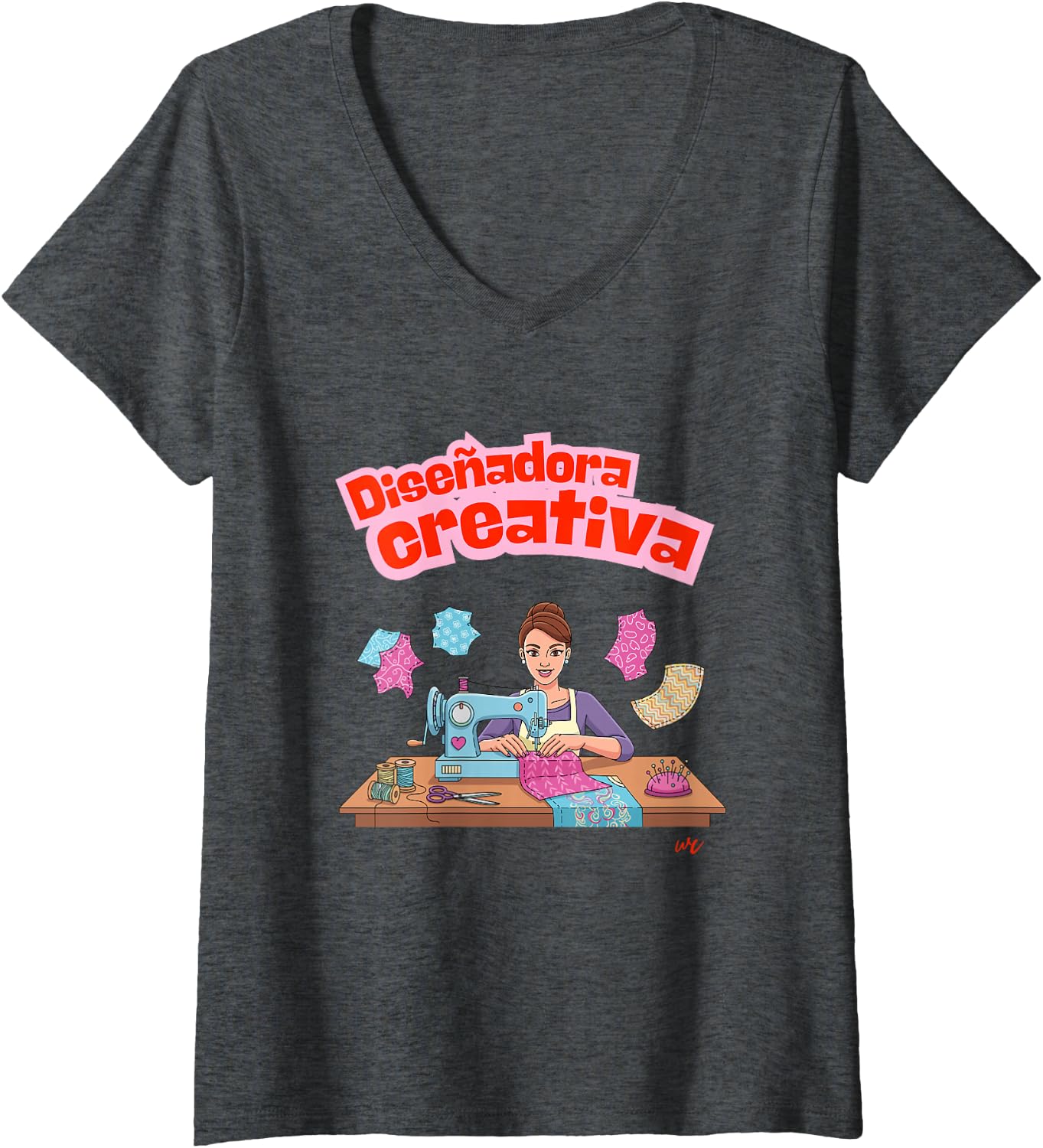 Camiseta con cuello en V Diseñadora Creativa para mujer