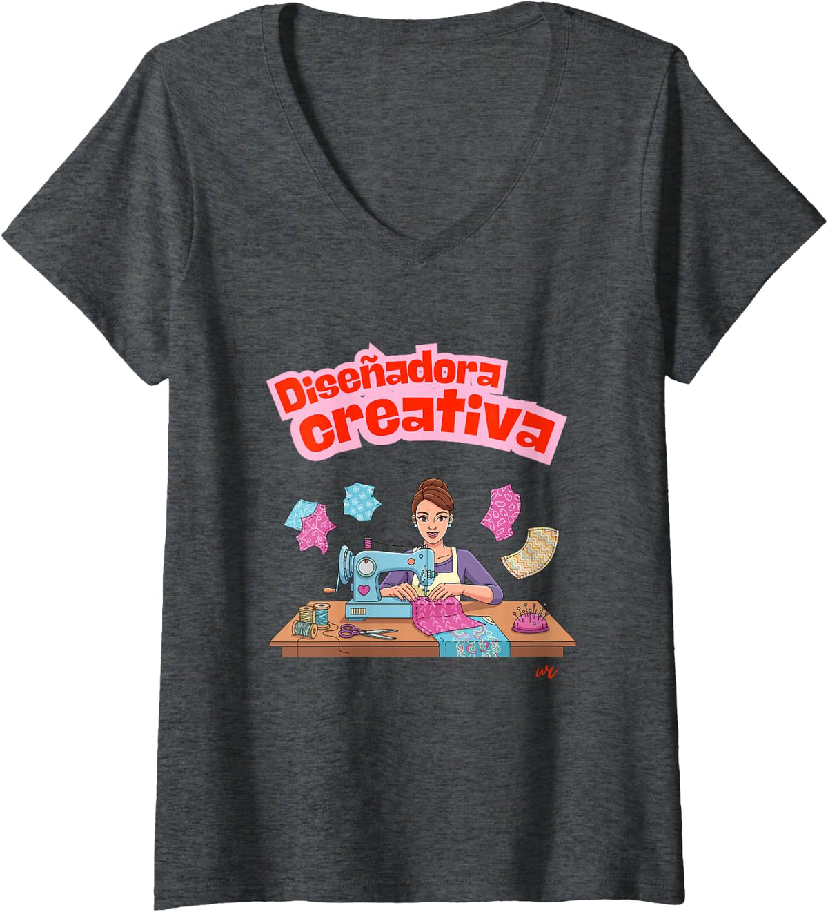 Camiseta con cuello en V Diseñadora Creativa para mujer