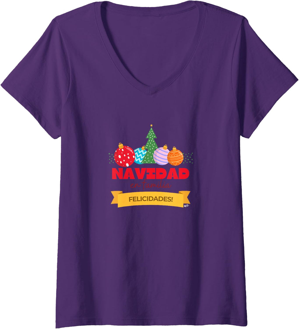 Camiseta de Navidad en Familia con cuello en V