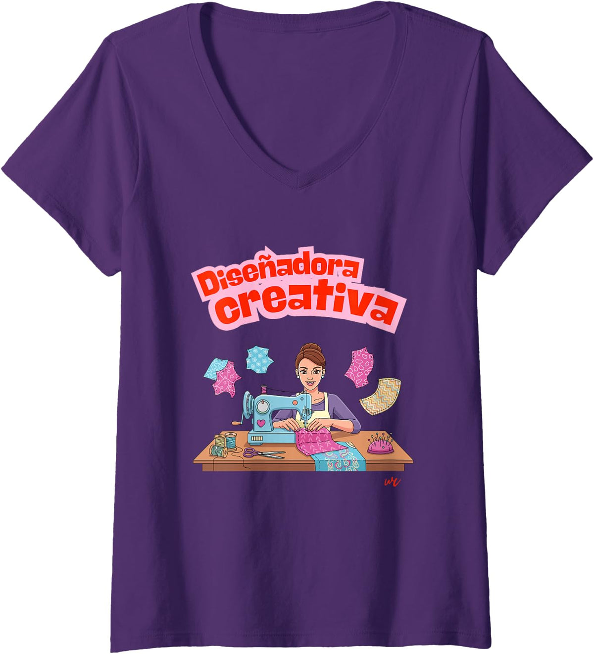 Camiseta con cuello en V Diseñadora Creativa para mujer