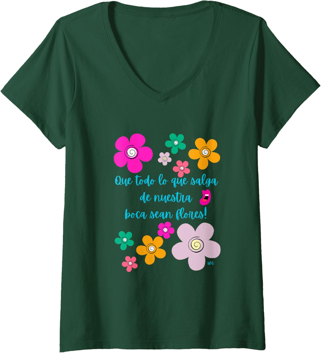 Camiseta con cuello en V para mujer