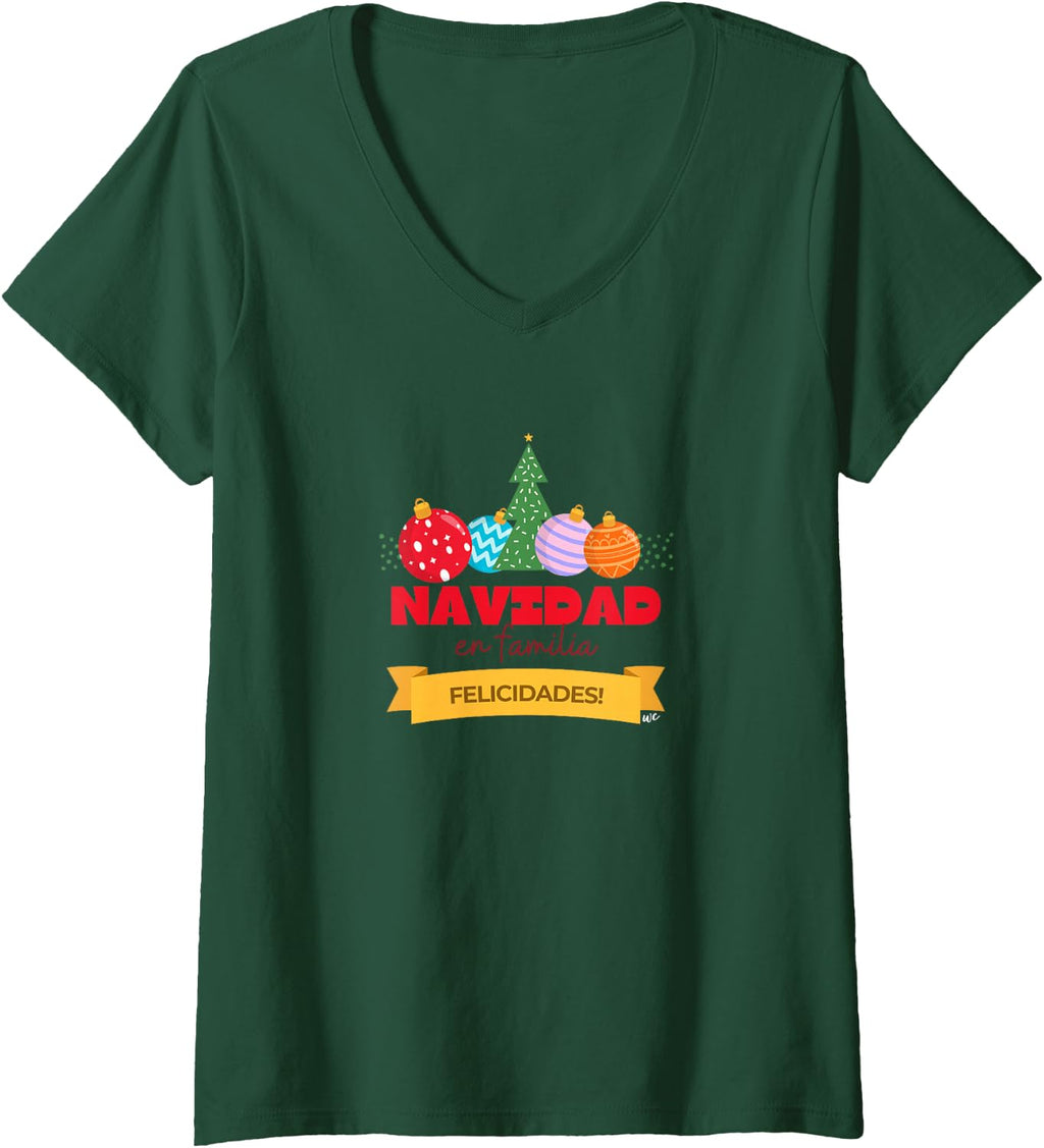 Camiseta de Navidad en Familia con cuello en V