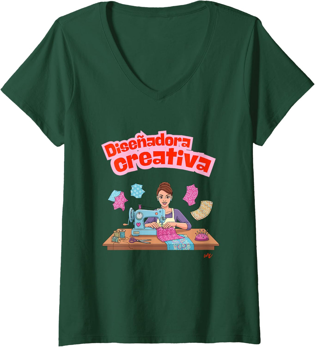 Camiseta con cuello en V Diseñadora Creativa para mujer