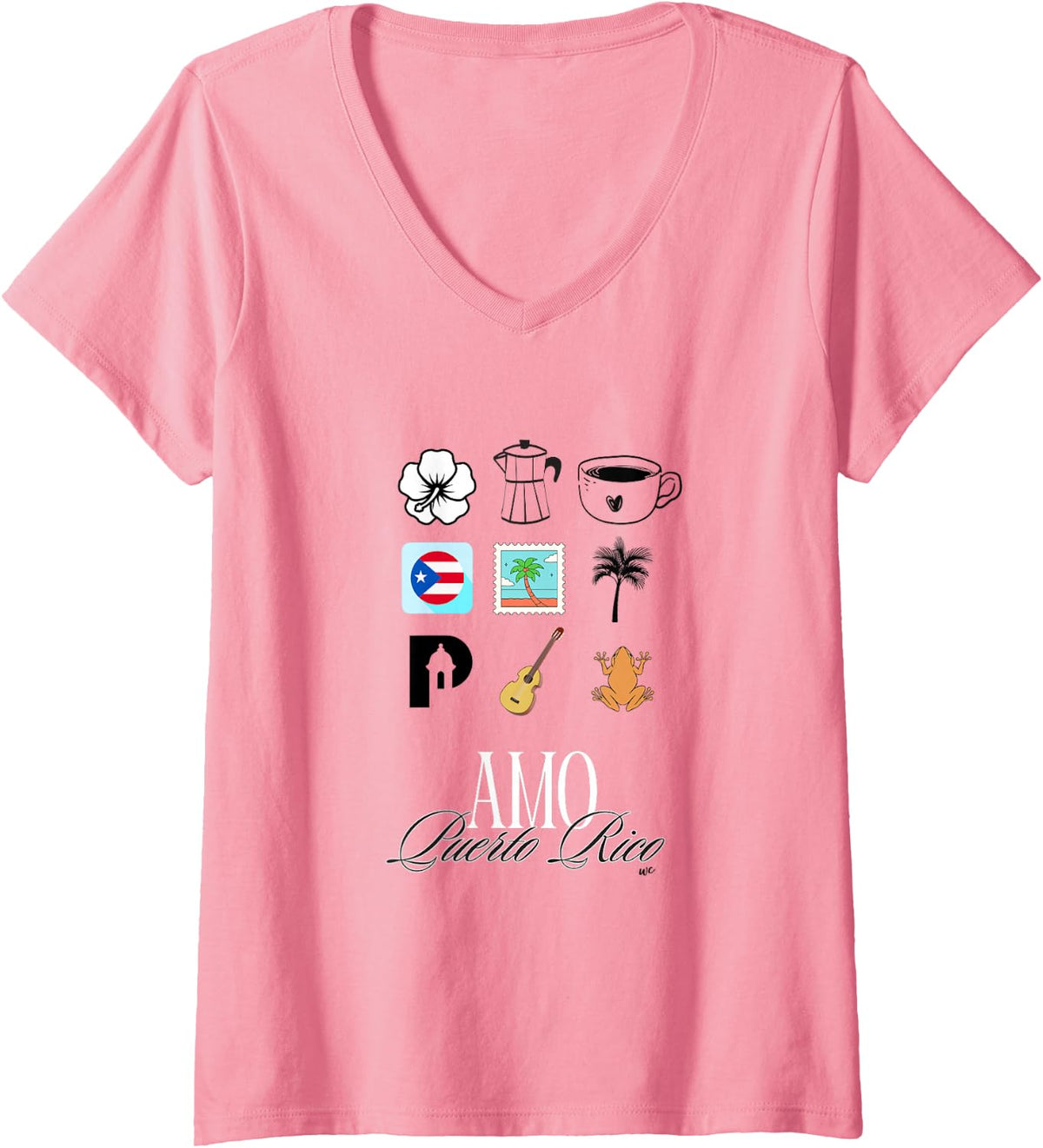 Camiseta con cuello en V Amo Puerto Rico
