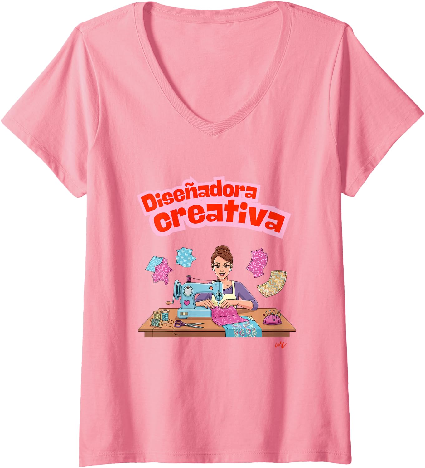 Camiseta con cuello en V Diseñadora Creativa para mujer