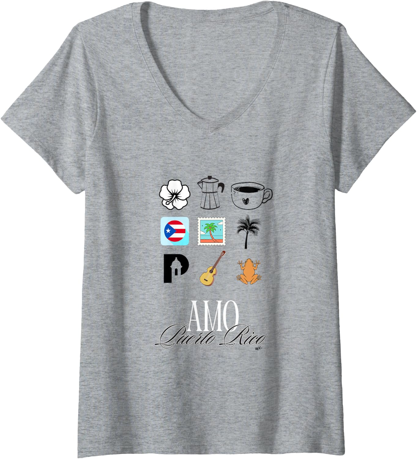 Camiseta con cuello en V Amo Puerto Rico