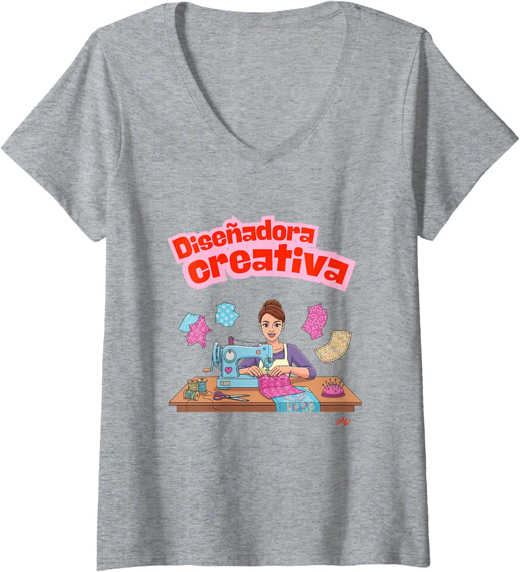 Camiseta con cuello en V Diseñadora Creativa para mujer