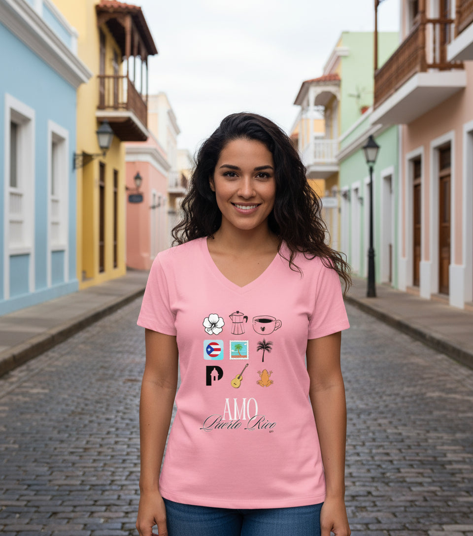 Womens Amo Puerto Rico V-Neck T-Shirt