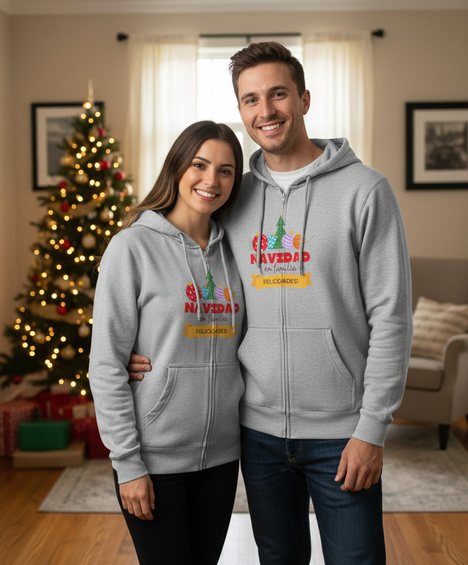 Navidad en familia Zip Hoodie