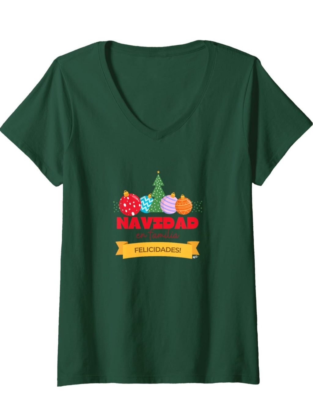 Womens Navidad en Familia V-Neck T-Shirt