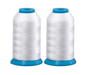Set of 2 Huge White Spools Bobbin Thread for Embroidery Machine and Sewing Machine - 60 Weight - 5500 Yards Each - Polyester -Embroidex