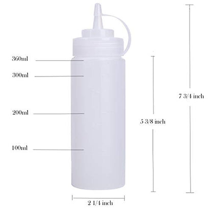 Bekith 12 pack 12 Oz Plastic Squeeze Condiment Bottles