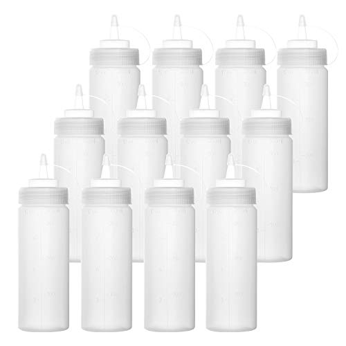 Bekith 12 pack 12 Oz Plastic Squeeze Condiment Bottles