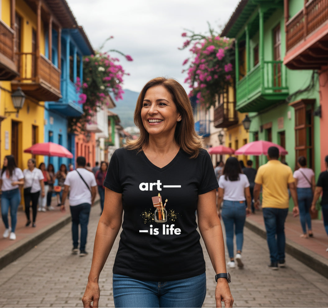 Art is life V-Neck T-Shirt