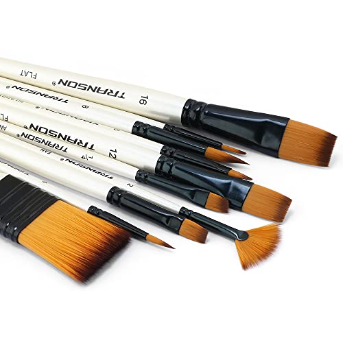 Transon Paint Brush Kit 10pcs Art Brushes and 1 Paint Spatula with Brush Case