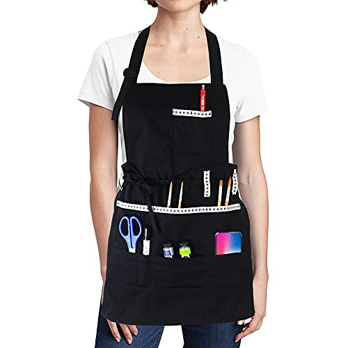 FreeNFond Adjustable Artist Apron with Pockets for Women