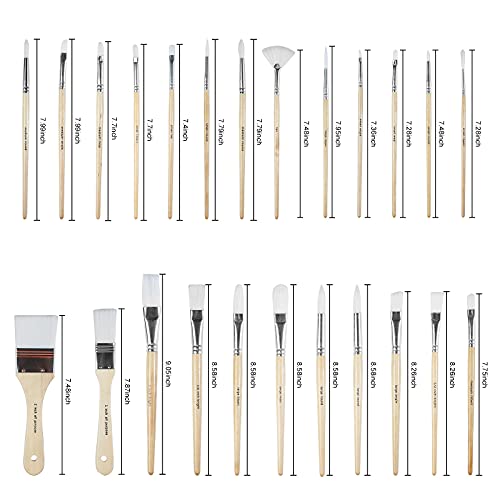 Paint Brushes Set of 24 Pieces Wooden Handles Brushes