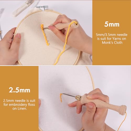 Pllieay 33Pcs Punch Needle Kit, Yarn for Crocheting Bulk, Punch Needle Kits Adults Beginner with Embroidery Hoop, White Felt, Knitting Yarn for Embroidery Floss Cross Stitching Beginner