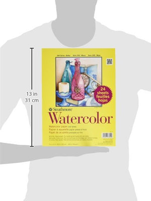 Strathmore 300 Series Watercolor Paper Pad, 9x12 inches, 24 Sheets (140lb/300g) - Artist Paper for Adults and Students - Watercolors, Mixed Media, Markers and Art Journaling