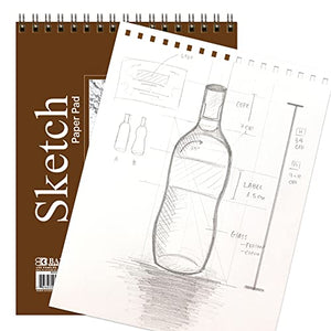 BAZIC Sketch Pad 50 Sheet 6" X 8", Top Bound Spiral Sketchbook Drawing Pads, Sketching Paper Coloring Book for Artist Kids School, 2-Pack