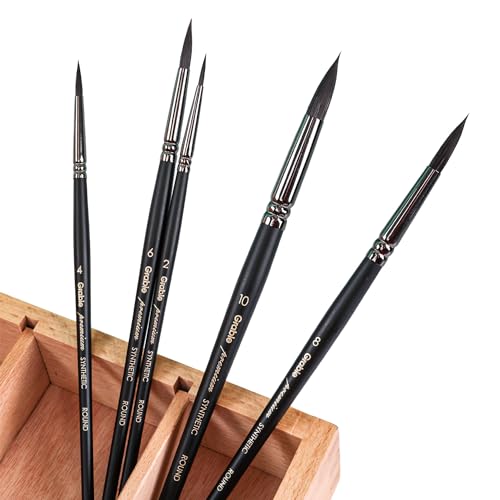Grabie Professional Synthetic Round Paint Brush Set of 5