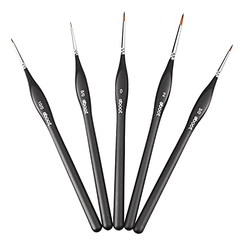 Detail Paint Brushes Set Artist Paint Brushes Painting Supplies for Art Watercolor Acrylics Oil, 5 Pieces (Black)