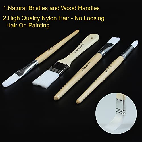 Paint Brushes Set of 24 Pieces Wooden Handles Brushes