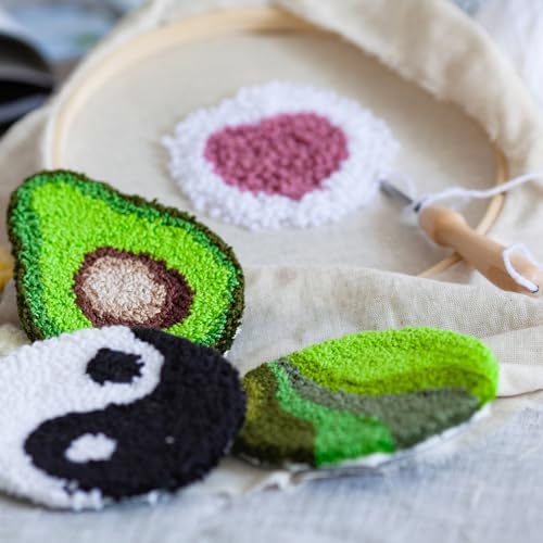 Pllieay 33Pcs Punch Needle Kit, Yarn for Crocheting Bulk