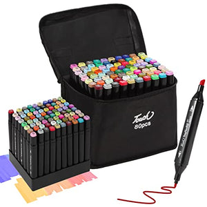 Hyrrt 80 Colors Dual Tips Alcohol Markers, Art Markers Pens with Pen Holder, Permanent Sketch Markers Set for Kids Adults Coloring,Painting, Sketching, Illustrations