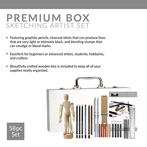 Royal & Langnickel RSET-SKET2000 Wooden Box Sketching Art Set, Multicolor