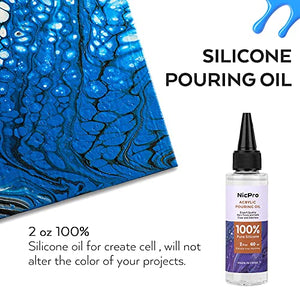 Nicpro 14 Colors 8.45oz Acrylic Pour Paint Supplies Kit, Large Volume Premixed High Flow Painting Bulk Set with Canvas, Wood Natural Slices, Pouring Oil, Tools Gloves, Strainer, Cups for Beginner DIY
