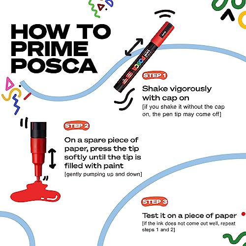 8 Posca Paint Markers, 5M Medium Posca Markers with Reversible Tips, Posca Marker Set of Acrylic Paint Pens | Posca Pens for Art Supplies, Fabric Paint, Fabric Markers, Paint Pen, Art Markers