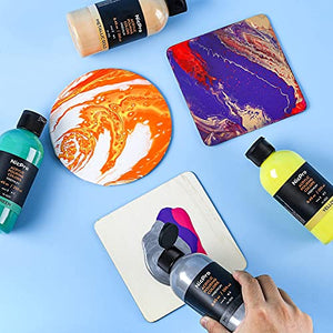 Nicpro 14 Colors 8.45oz Acrylic Pour Paint Supplies Kit, Large Volume Premixed High Flow Painting Bulk Set with Canvas, Wood Natural Slices, Pouring Oil, Tools Gloves, Strainer, Cups for Beginner DIY