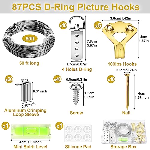 MAPVOLUT 88Pcs Picture Hanging Wire Kit